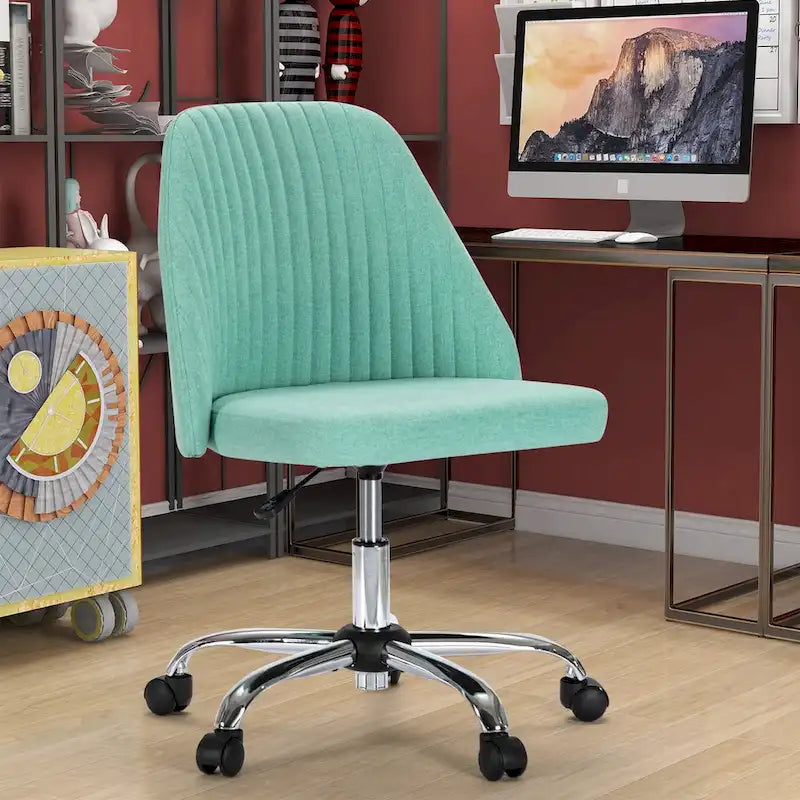 Chaise de bureau, chaise de vanité moderne et mignonne pivotante à roulettes, sans accoudoirs pour la maison, les chambres, le bureau, l'étude, les étudiants