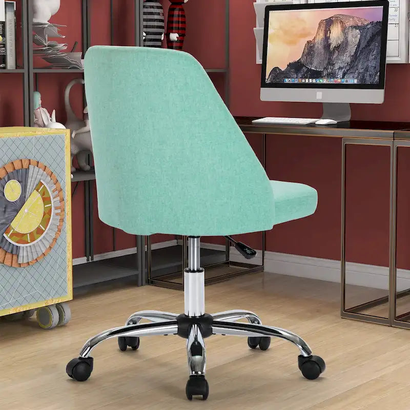 Chaise de bureau, chaise de vanité moderne et mignonne pivotante à roulettes, sans accoudoirs pour la maison, les chambres, le bureau, l'étude, les étudiants