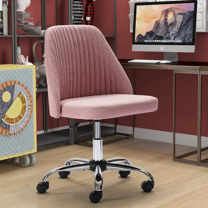 Chaise de bureau, chaise de vanité moderne et mignonne pivotante à roulettes, sans accoudoirs pour la maison, les chambres, le bureau, l'étude, les étudiants