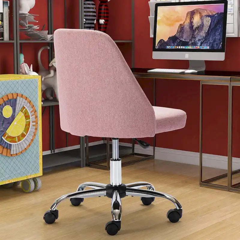 Chaise de bureau, chaise de vanité moderne et mignonne pivotante à roulettes, sans accoudoirs pour la maison, les chambres, le bureau, l'étude, les étudiants
