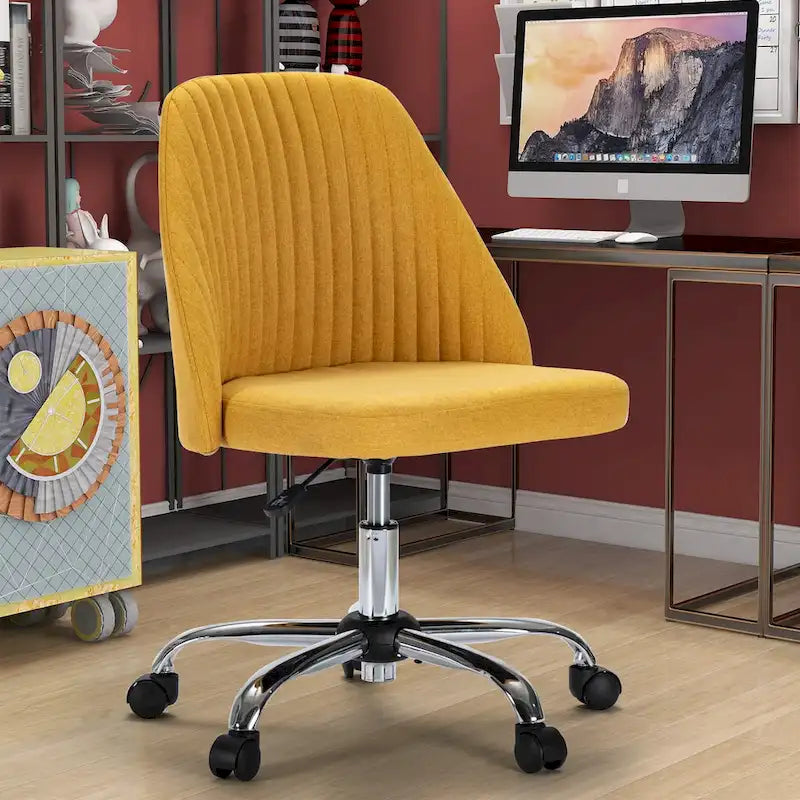 Chaise de bureau, chaise de vanité moderne et mignonne pivotante à roulettes, sans accoudoirs pour la maison, les chambres, le bureau, l'étude, les étudiants