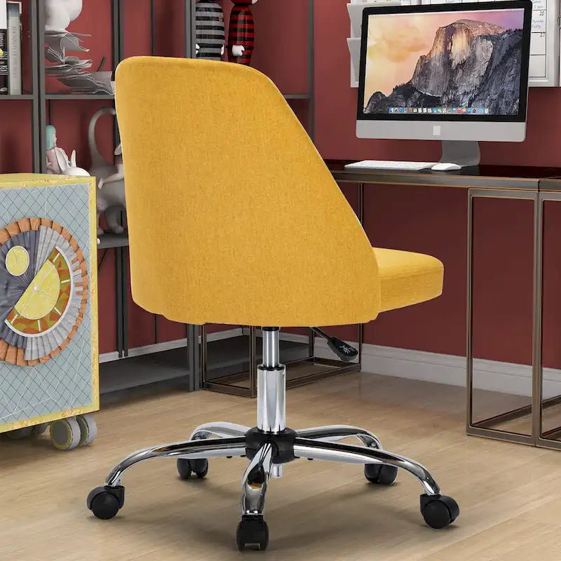 Chaise de bureau, chaise de vanité moderne et mignonne pivotante à roulettes, sans accoudoirs pour la maison, les chambres, le bureau, l'étude, les étudiants