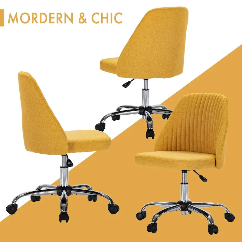 Chaise de bureau, chaise de vanité moderne et mignonne pivotante à roulettes, sans accoudoirs pour la maison, les chambres, le bureau, l'étude, les étudiants
