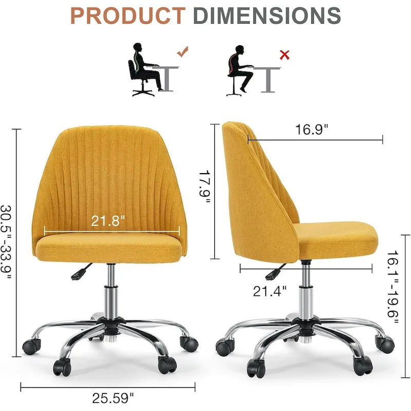 Chaise de bureau, chaise de vanité moderne et mignonne pivotante à roulettes, sans accoudoirs pour la maison, les chambres, le bureau, l'étude, les étudiants