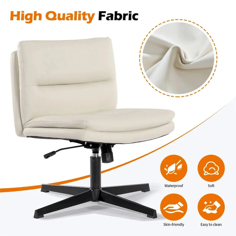 Chaise de bureau sans roulettes en cuir synthétique sans accoudoirs