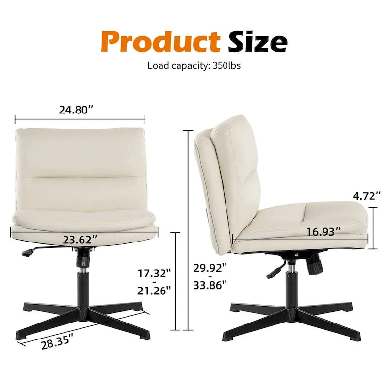 Chaise de bureau sans roulettes en cuir synthétique sans accoudoirs