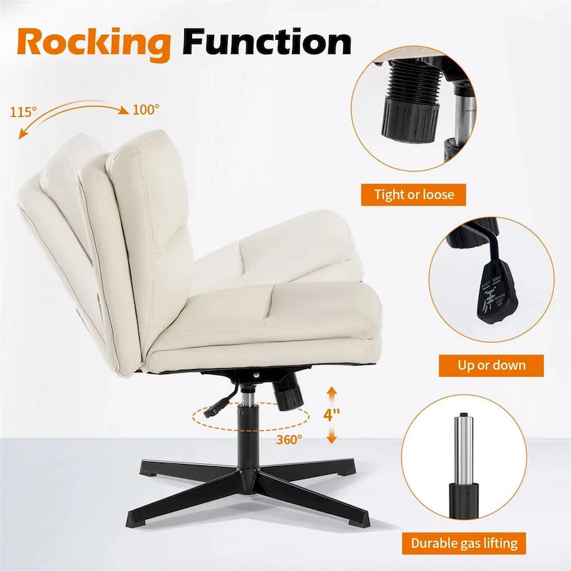Chaise de bureau sans roulettes en cuir synthétique sans accoudoirs