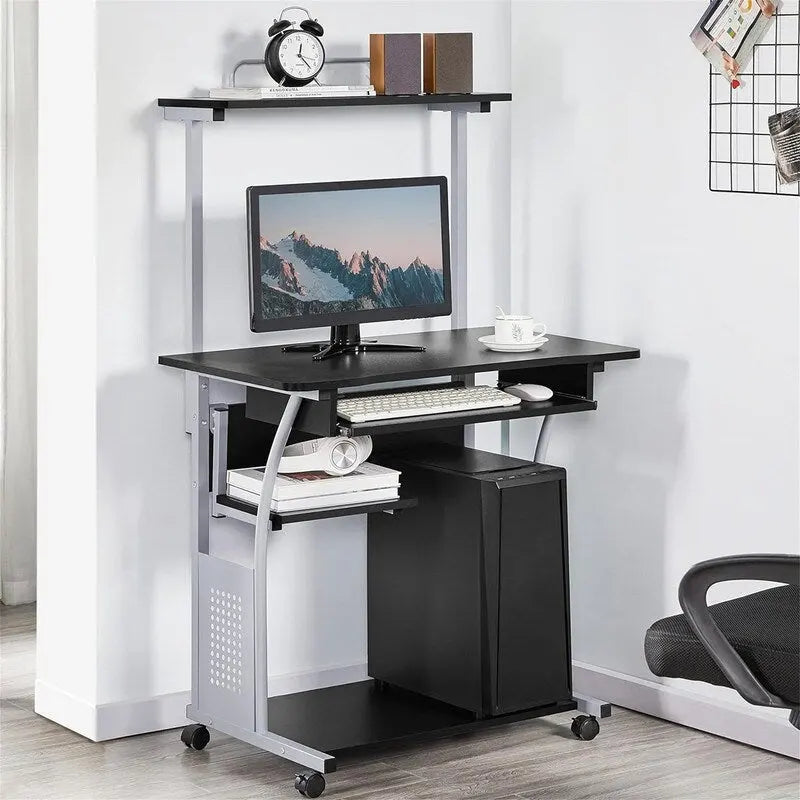 Bureau d'ordinateur à 3 niveaux avec étagère pour imprimante