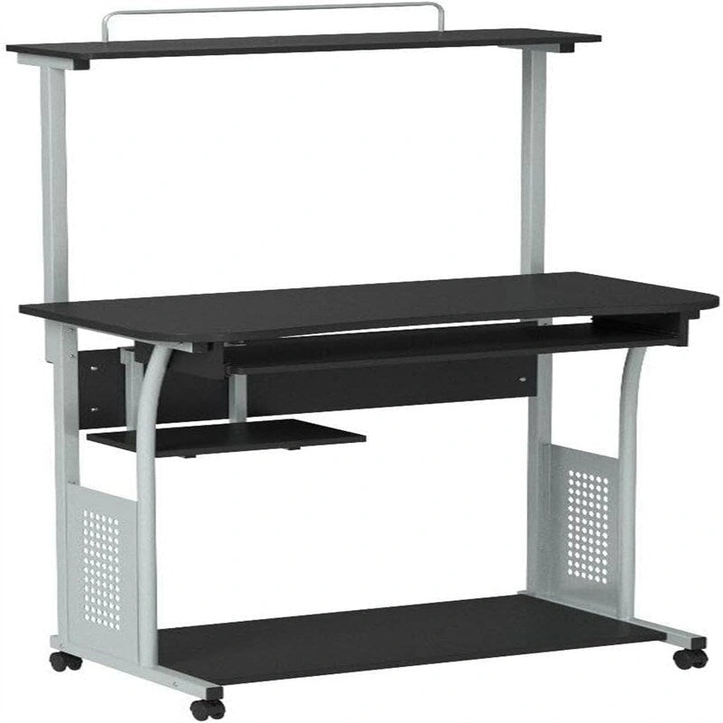 Bureau d'ordinateur à 3 niveaux avec étagère pour imprimante