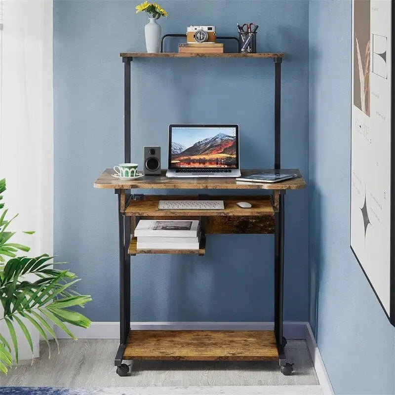 Bureau d'ordinateur à 3 niveaux avec étagère pour imprimante