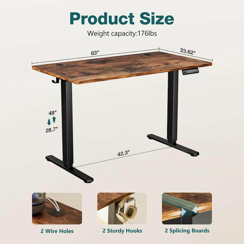 Bureau d'ordinateur ergonomique réglable en hauteur électriquement