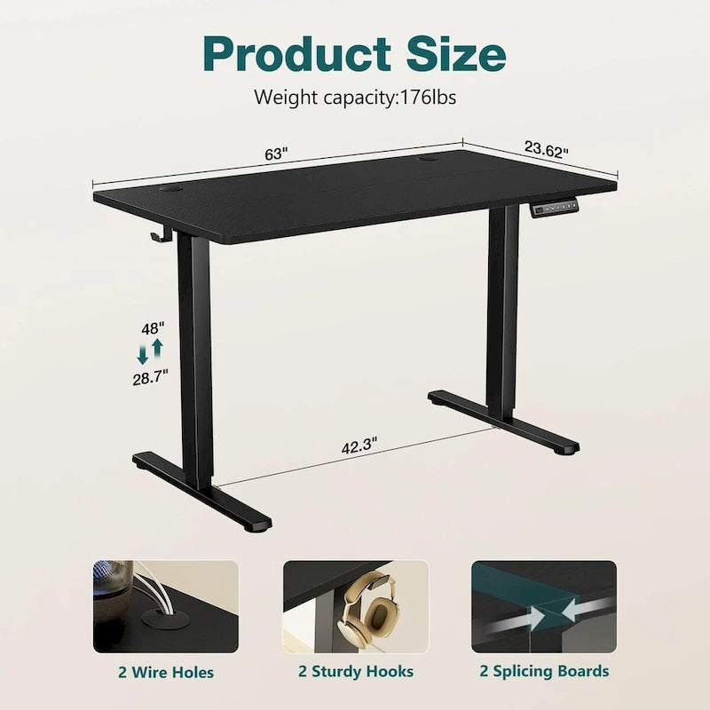 Bureau d'ordinateur ergonomique réglable en hauteur électriquement