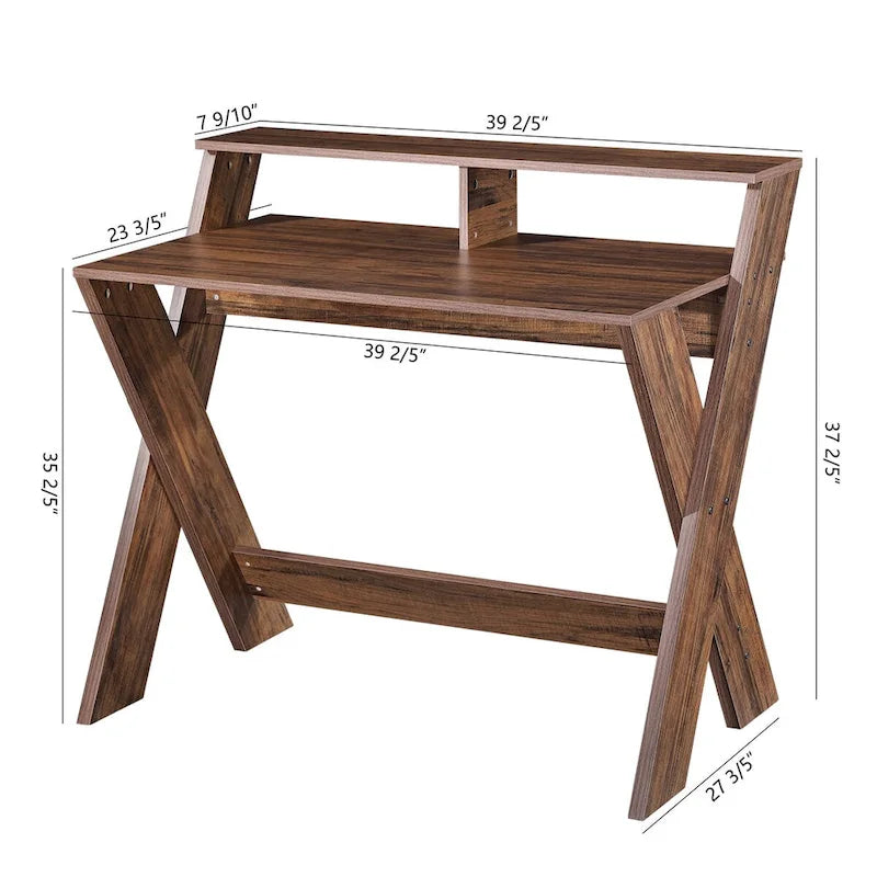 Bureau d'ordinateur à domicile Ledel Wood avec étagère ouverte