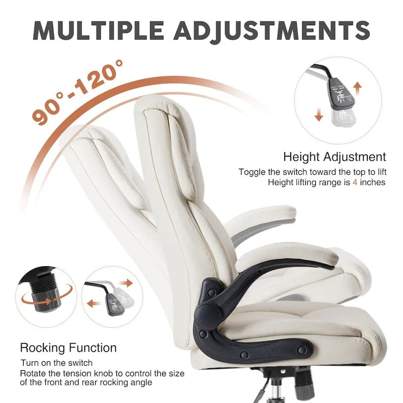 Chaise de bureau ergonomique réglable avec accoudoirs relevables - N/A