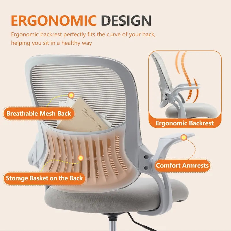 Chaise de bureau haute ergonomique avec accoudoirs relevables