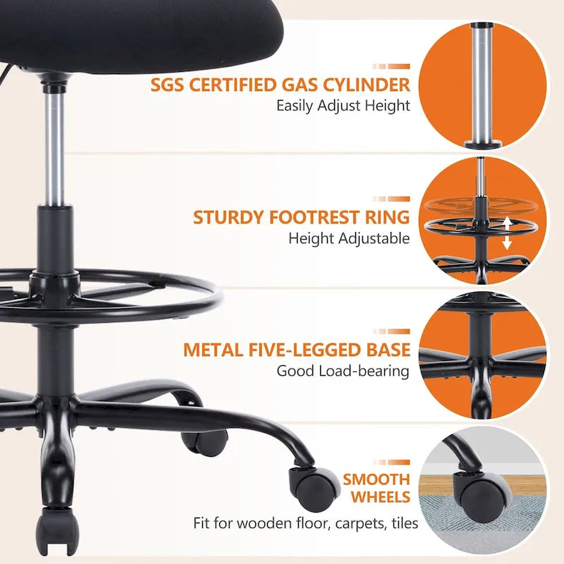 Chaise de bureau haute ergonomique avec accoudoirs relevables