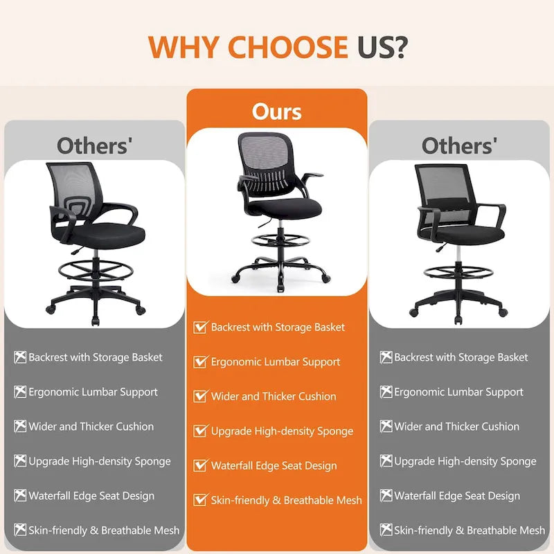 Chaise de bureau haute ergonomique avec accoudoirs relevables