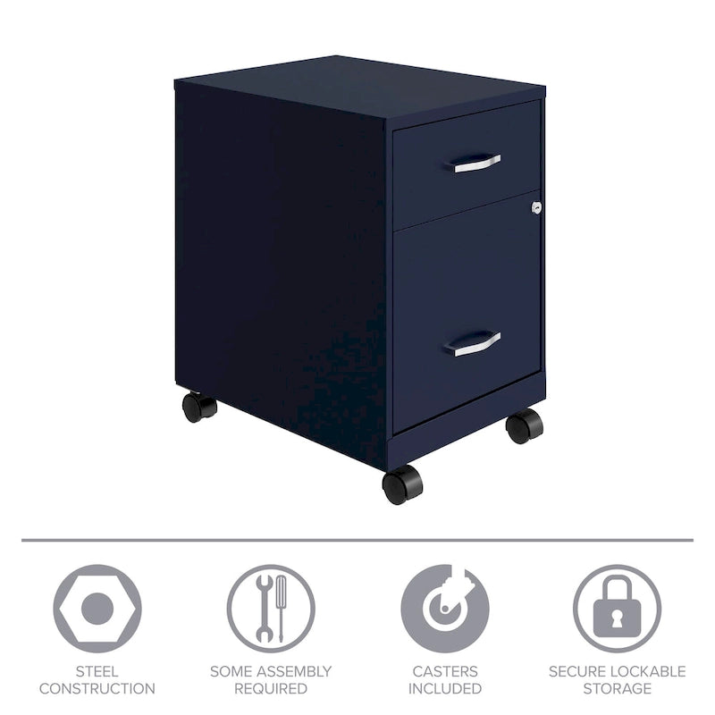 Classeur mobile vertical 2 tiroirs de 45,7 cm de profondeur, format lettre, avec tiroir accessoire Space Solutions 18