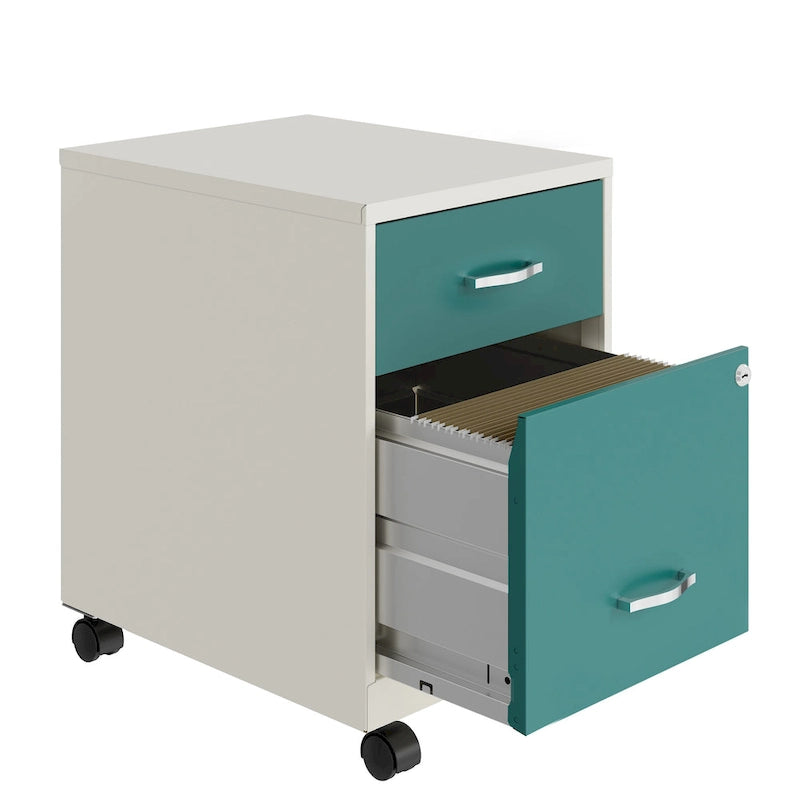 Classeur mobile vertical 2 tiroirs de 45,7 cm de profondeur, format lettre, avec tiroir accessoire Space Solutions 18