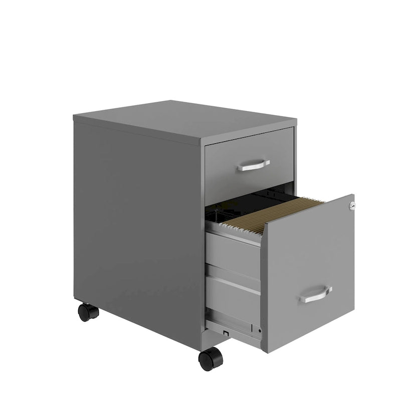 Classeur mobile vertical 2 tiroirs de 45,7 cm de profondeur, format lettre, avec tiroir accessoire Space Solutions 18