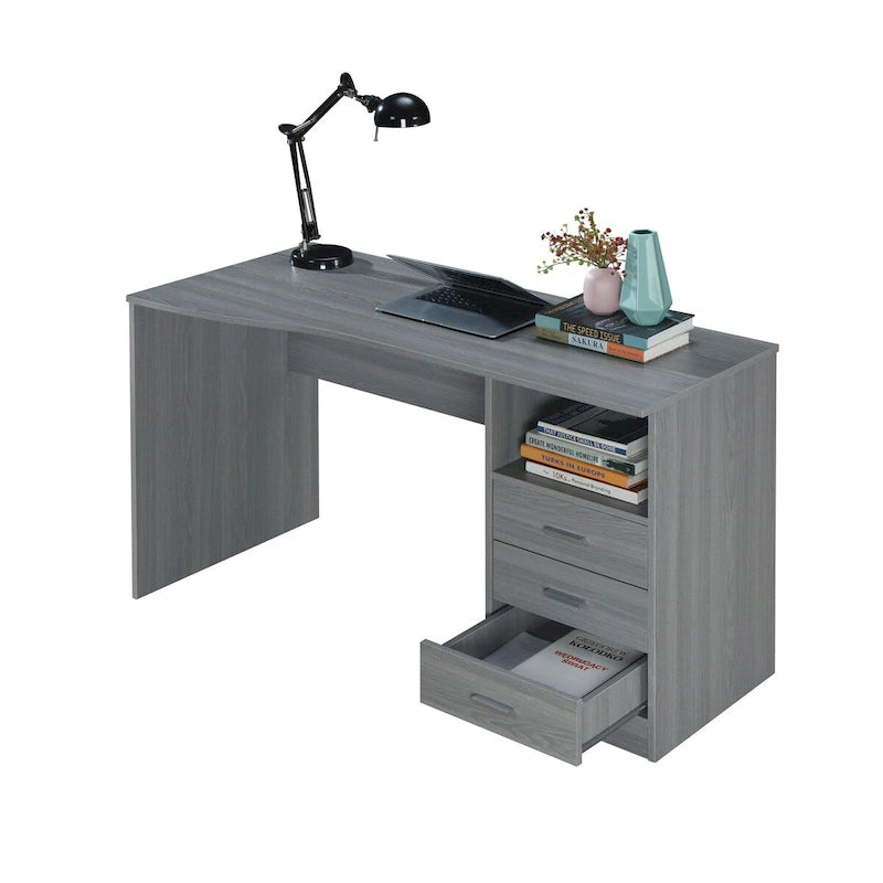 Bureau d'ordinateur classique à 3 tiroirs Designs Modernes - Gris