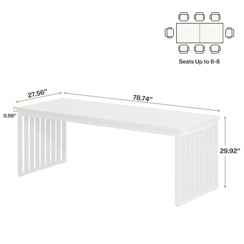 Table de réunion de conférence rectangulaire de 1,98 m pour bureau à domicile