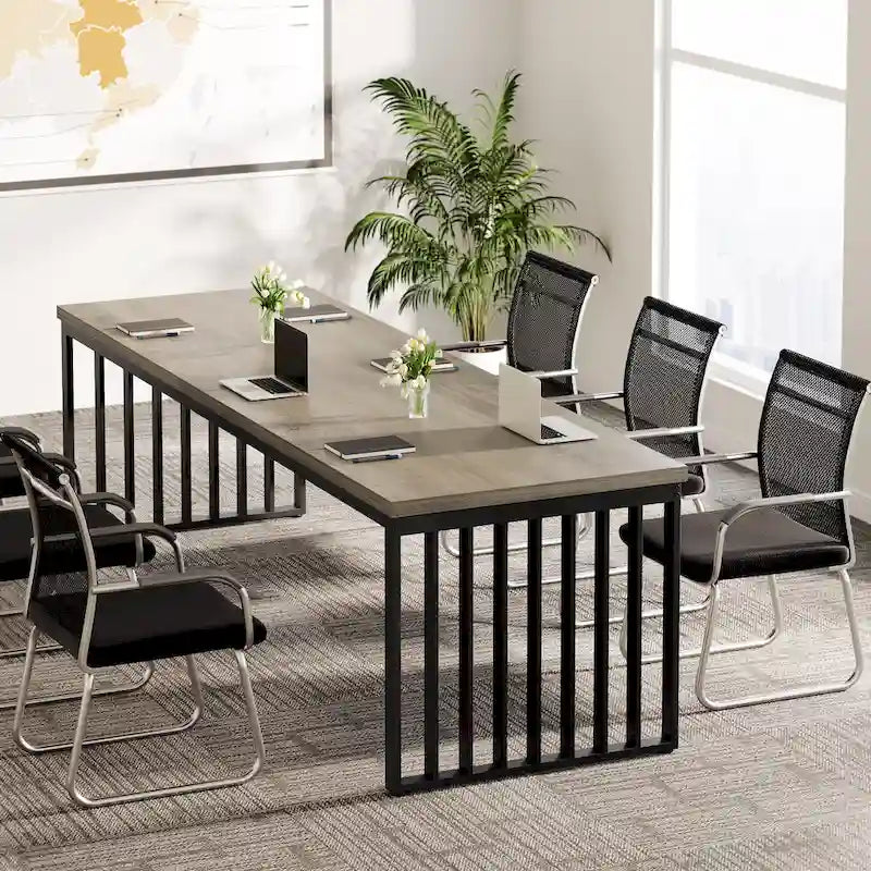 Table de réunion de conférence rectangulaire de 1,98 m pour bureau à domicile