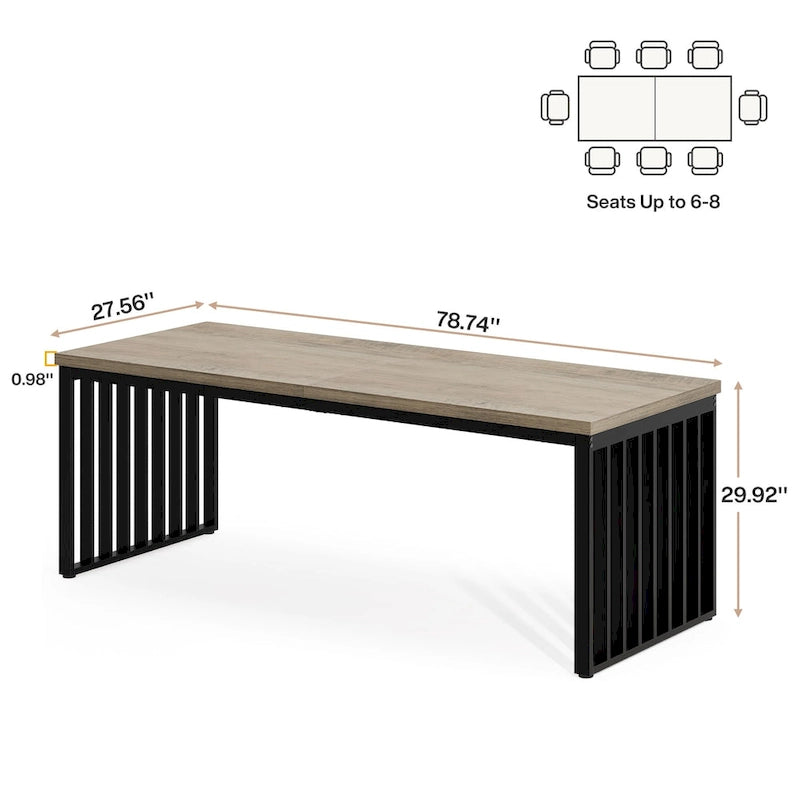 Table de réunion de conférence rectangulaire de 1,98 m pour bureau à domicile