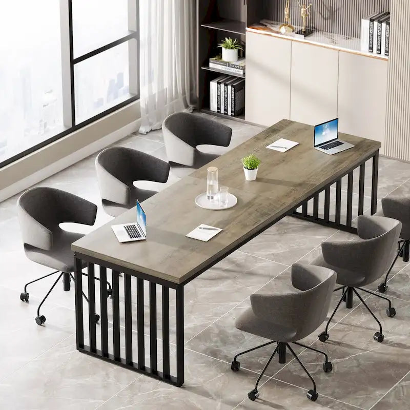 Table de réunion de conférence rectangulaire de 1,98 m pour bureau à domicile