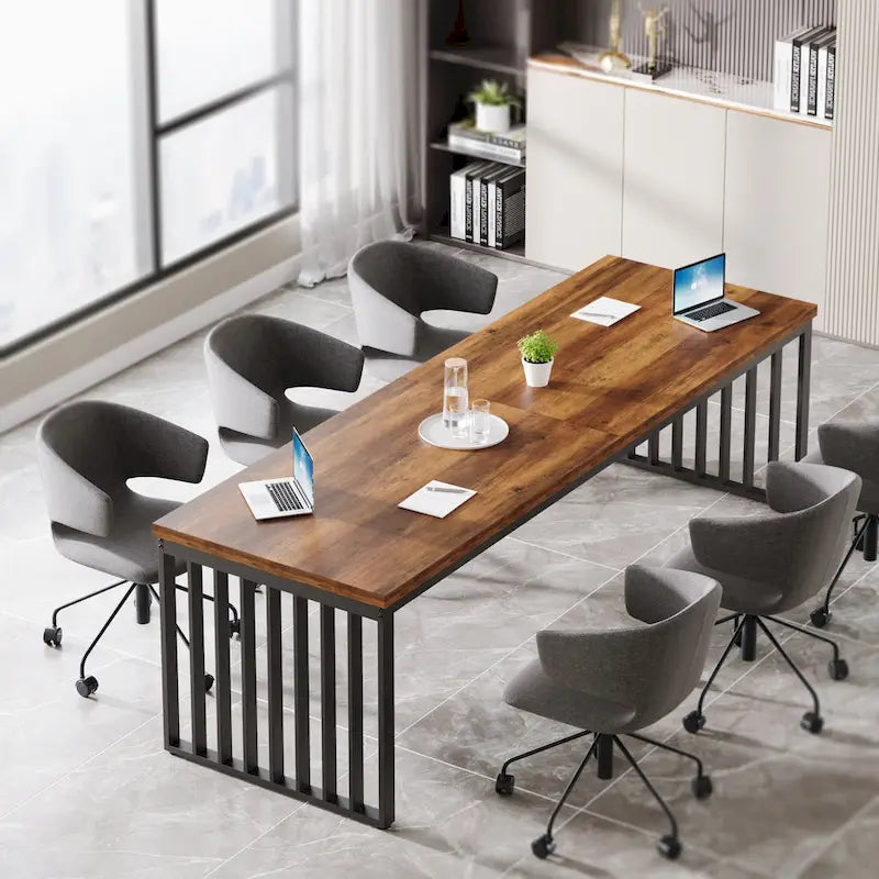 Table de réunion de conférence rectangulaire de 1,98 m pour bureau à domicile