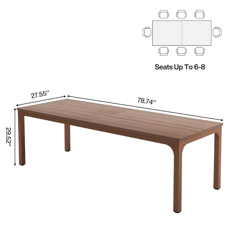 Table de conférence de 1,98 m, grande table de réunion avec pieds en métal pour salle de conférence, bureau