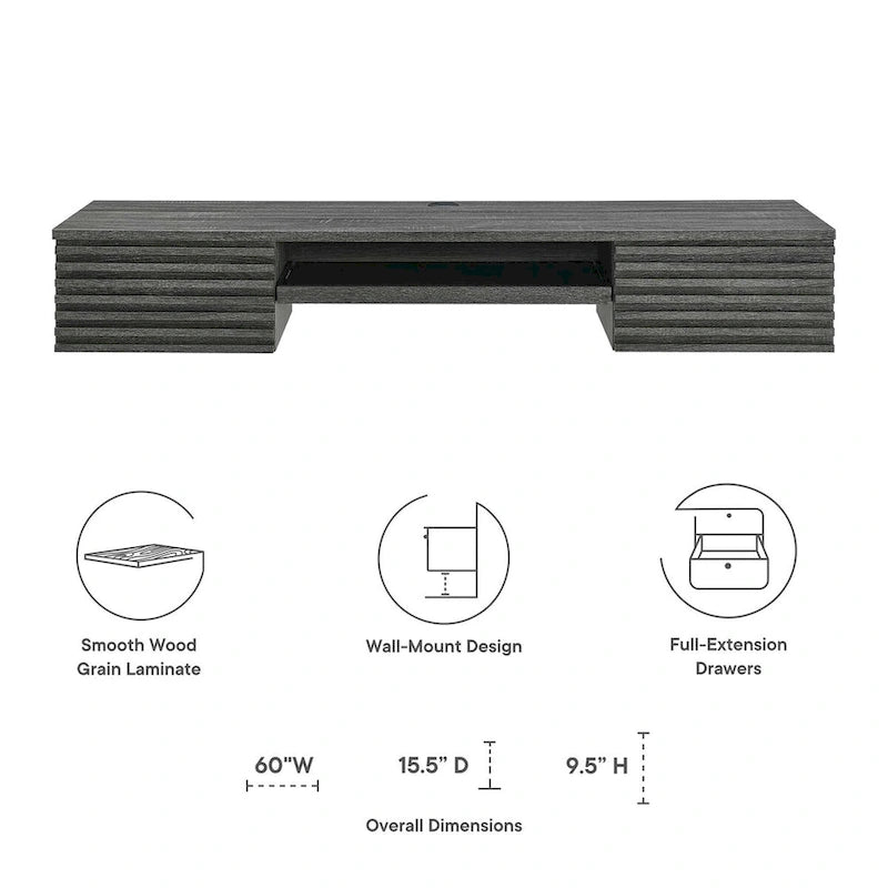 Support mural en bois pour bureau
