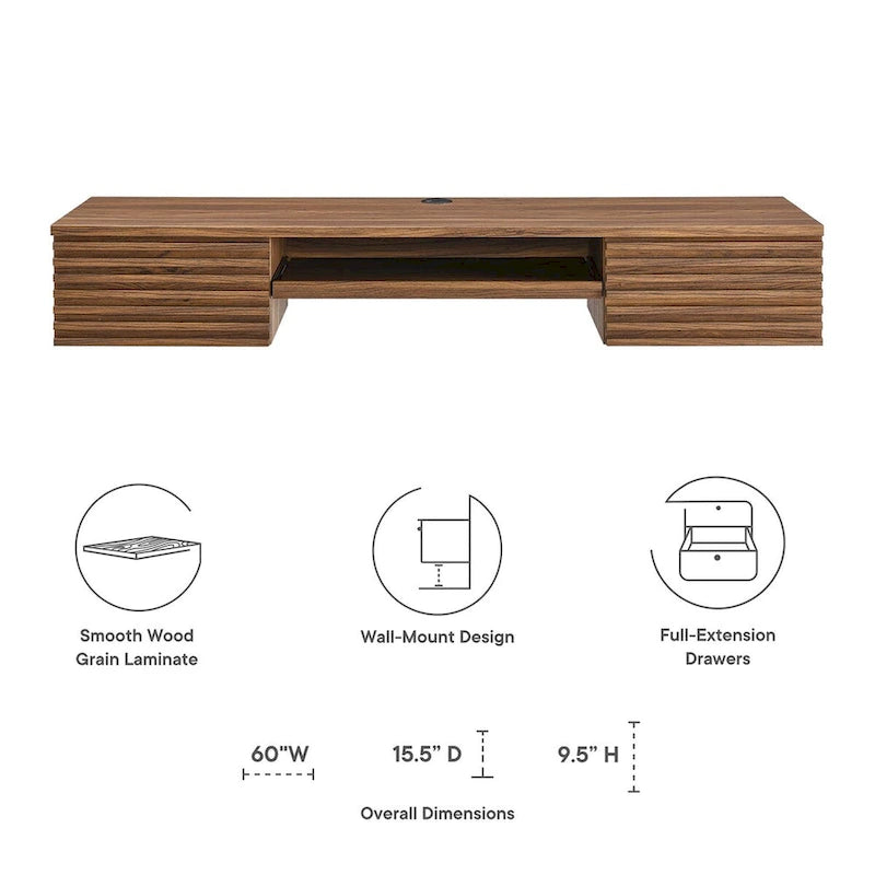 Support mural en bois pour bureau