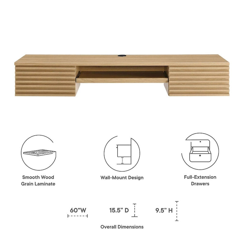 Support mural en bois pour bureau