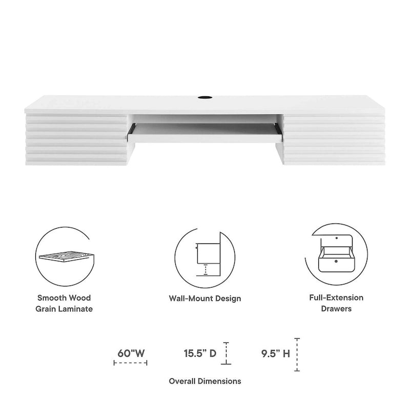Support mural en bois pour bureau