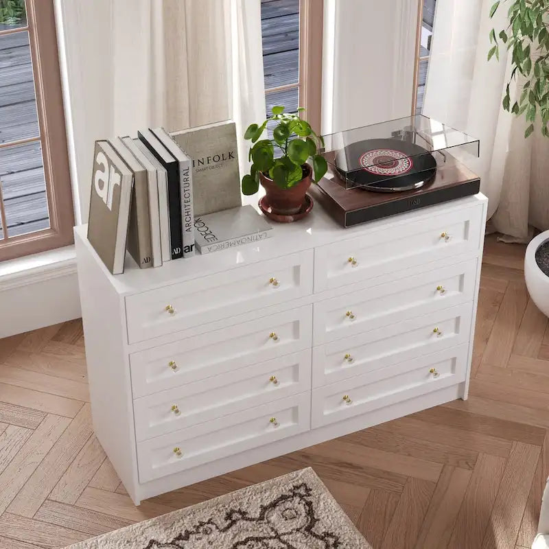 Commode et coiffeuse blanches Solution de rangement polyvalente Bureau en cristal
