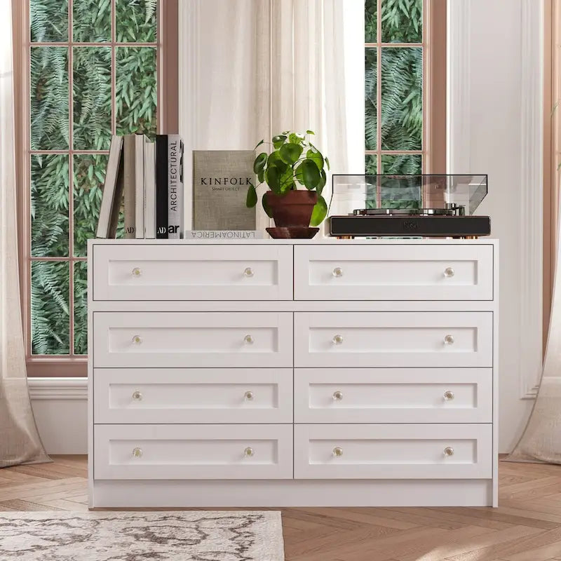 Commode et coiffeuse blanches Solution de rangement polyvalente Bureau en cristal