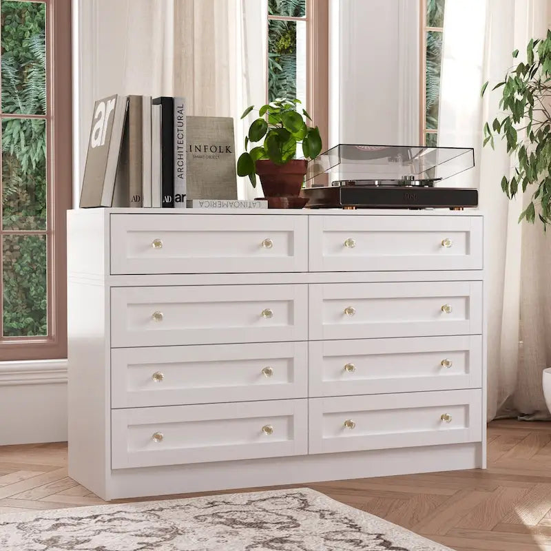Commode et coiffeuse blanches Solution de rangement polyvalente Bureau en cristal