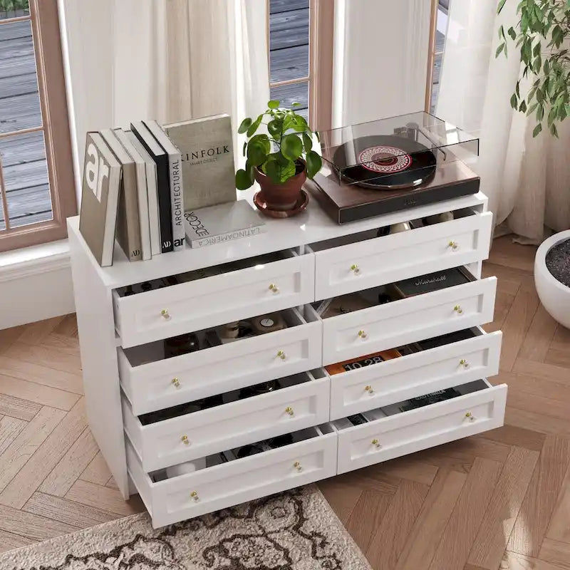 Commode et coiffeuse blanches Solution de rangement polyvalente Bureau en cristal
