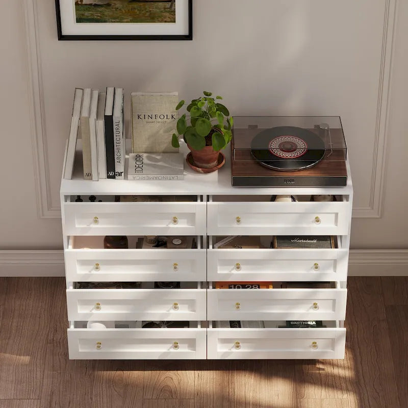 Commode et coiffeuse blanches Solution de rangement polyvalente Bureau en cristal
