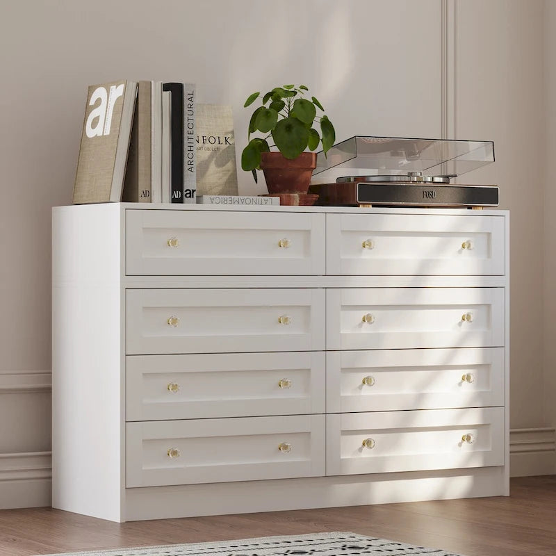 Commode et coiffeuse blanches Solution de rangement polyvalente Bureau en cristal