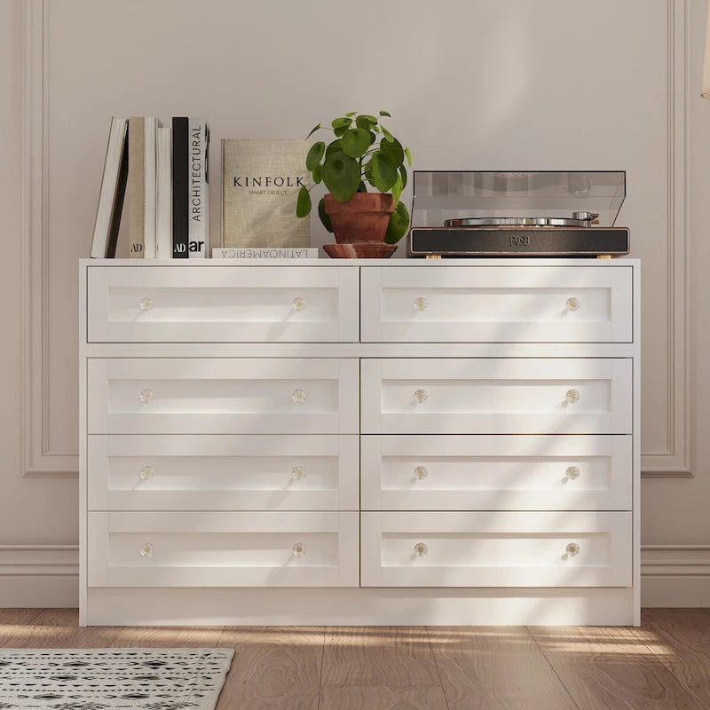 Commode et coiffeuse blanches Solution de rangement polyvalente Bureau en cristal