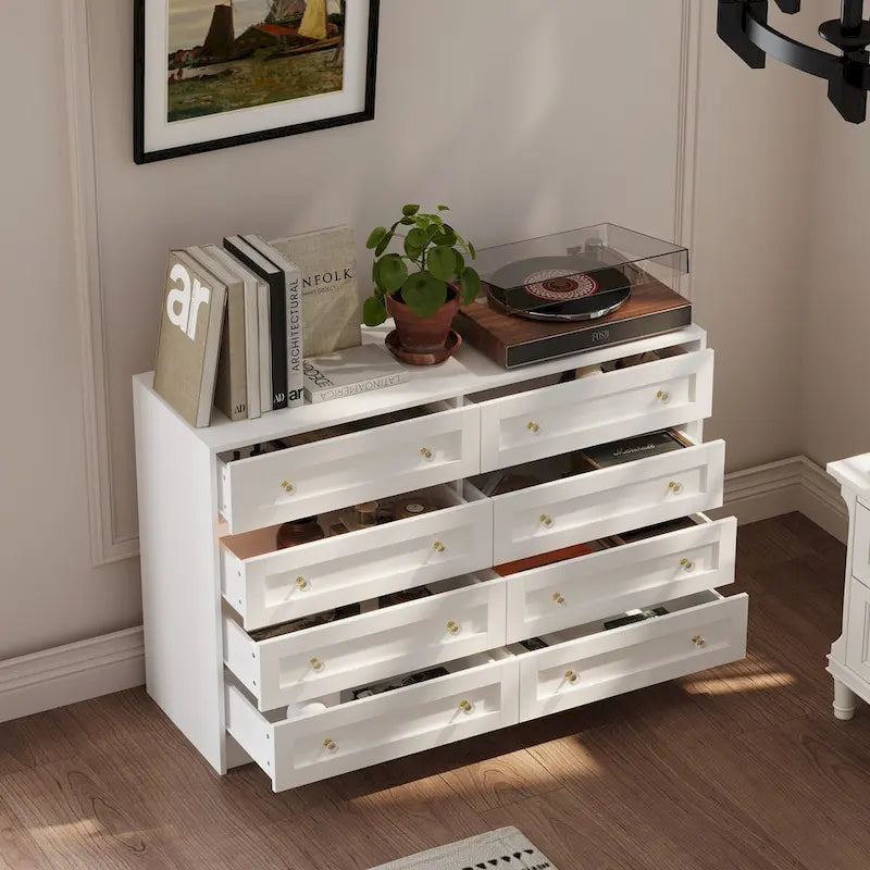 Commode et coiffeuse blanches Solution de rangement polyvalente Bureau en cristal