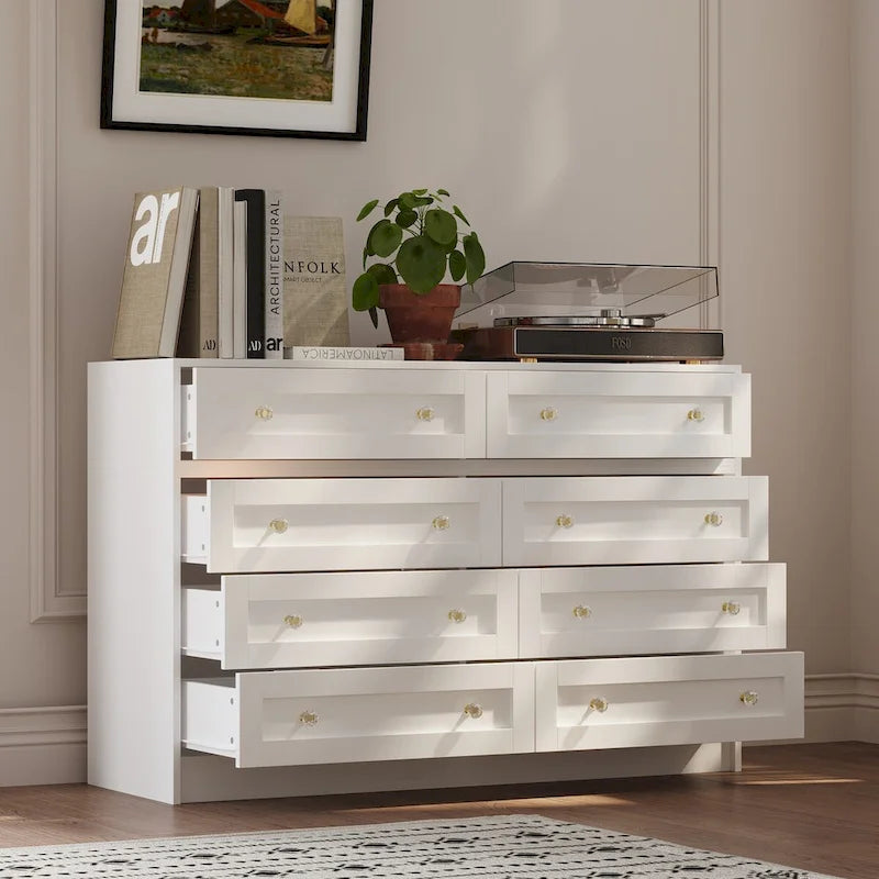 Commode et coiffeuse blanches Solution de rangement polyvalente Bureau en cristal