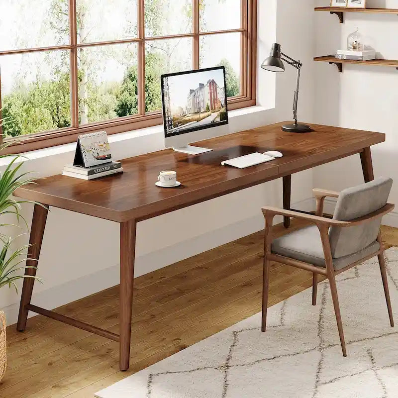 Bureau en bois de 200 cm de long pour 2 personnes avec pieds en métal