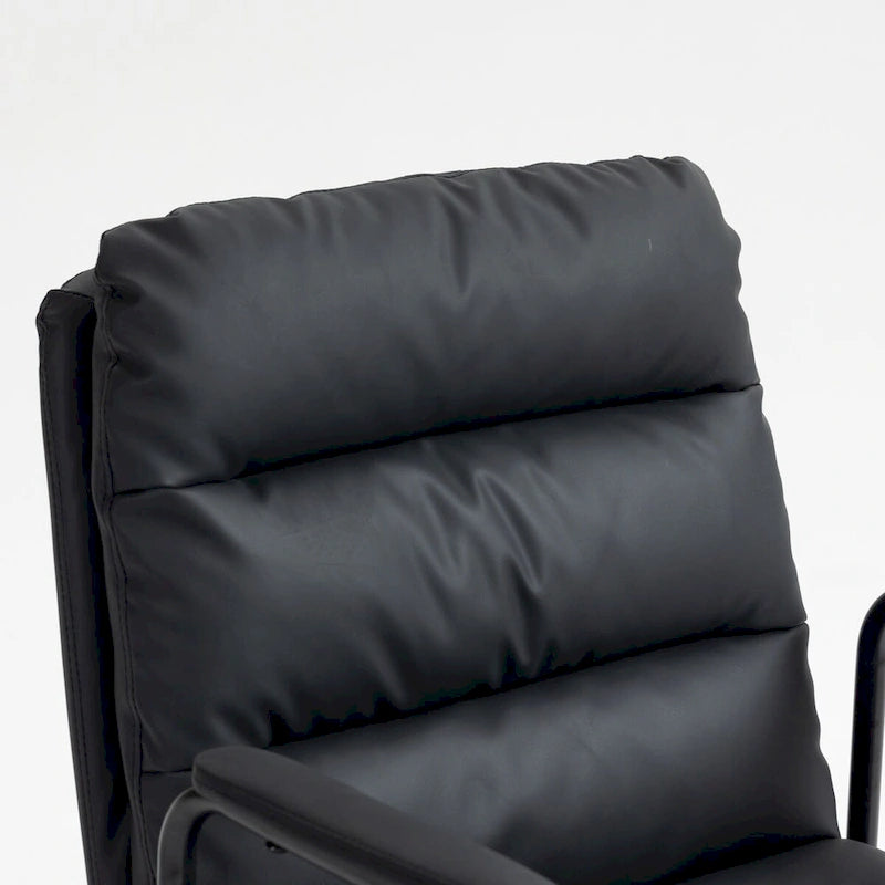 Chaise de bureau, chaise de bureau à dossier mi-hauteur avec roulettes et accoudoirs, chaise d'ordinateur pivotante ergonomique en cuir PU