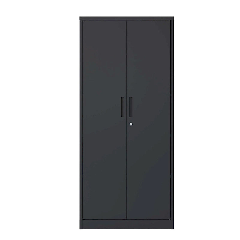Armoire de rangement de garage en métal 71H, armoire de rangement en acier noir verrouillable avec portes et 3 étagères, armoires hautes pour le rangement de garage