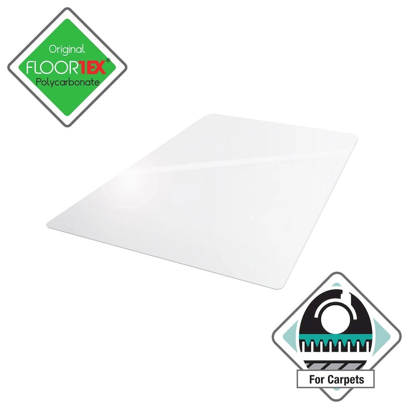 Tapis de protection de sol rectangulaire en polycarbonate Valuemat Plus pour moquettes à poils courts - 48 x 60