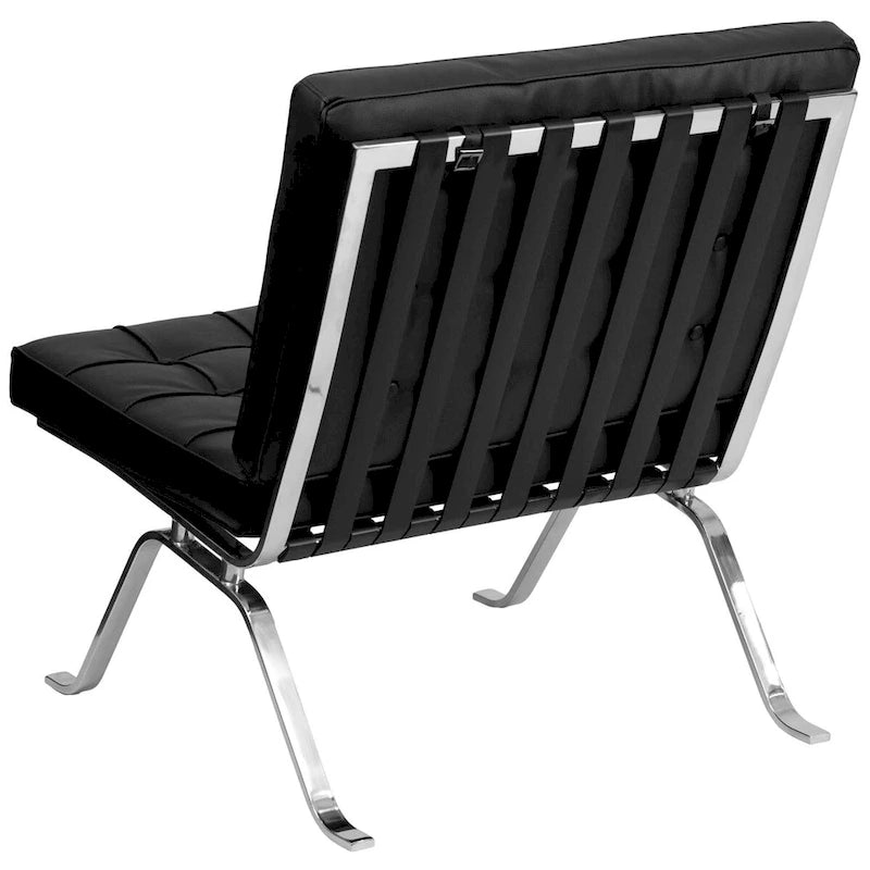 Fauteuil de salon sans accoudoirs capitonné en similicuir avec pieds courbés design