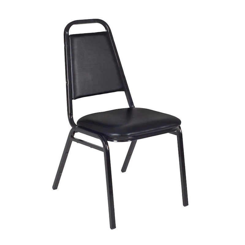 Table de salle de pause carrée Kahlo 48 po - Érable/Noir et 4 chaises empilables de restaurant - Noir